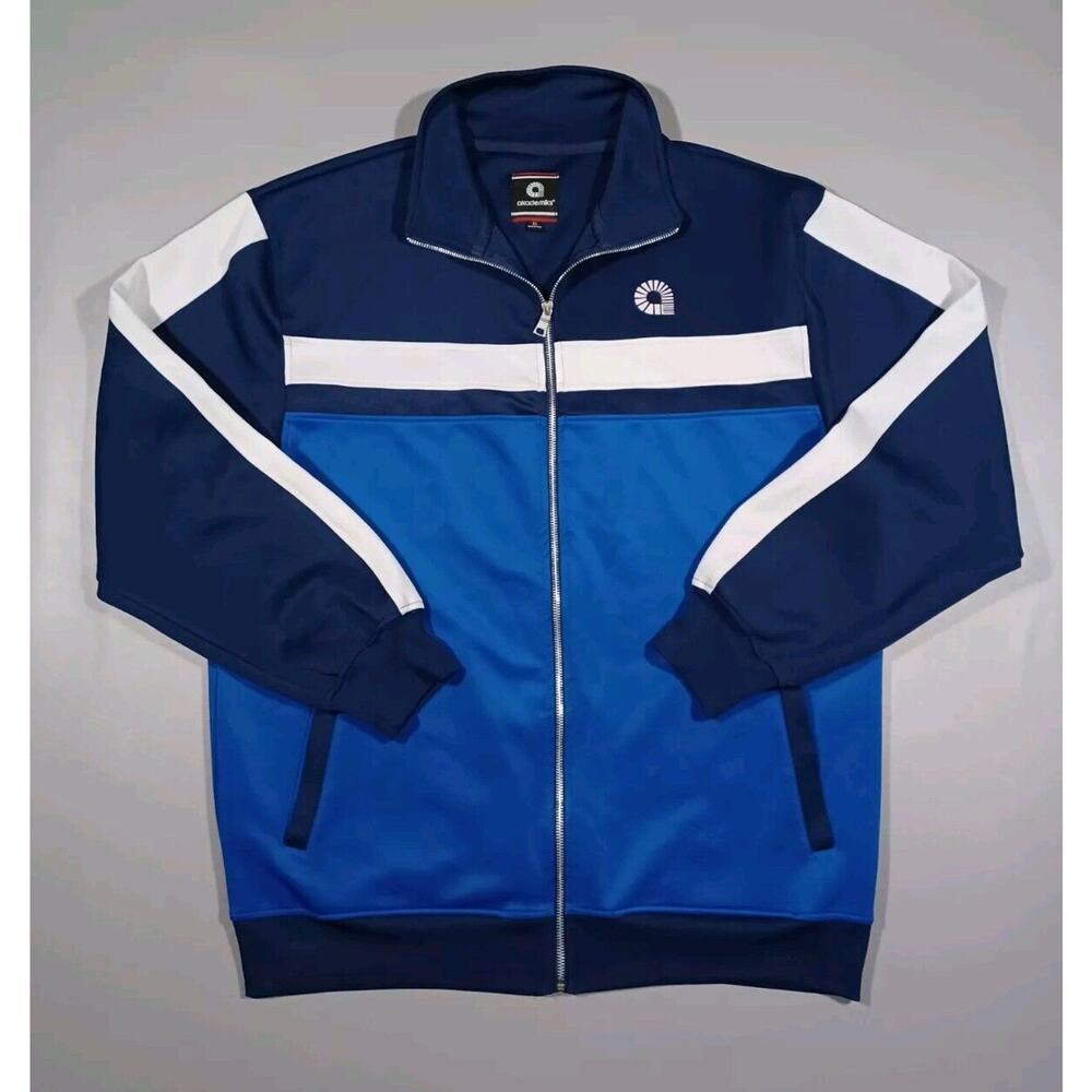 Akademiks Track‎ Jacket Mens Sz XL Blue 2 Tone White Full Zip Y2K